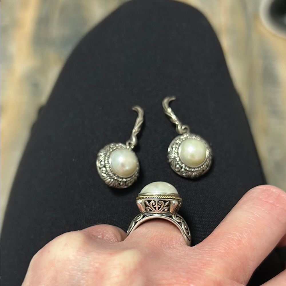 Eleganza Silver and Pearl Jewelry Set